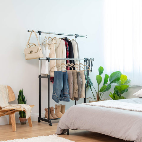 IRIS USA full wardrobe in use with coats and dresses showing practical capacity