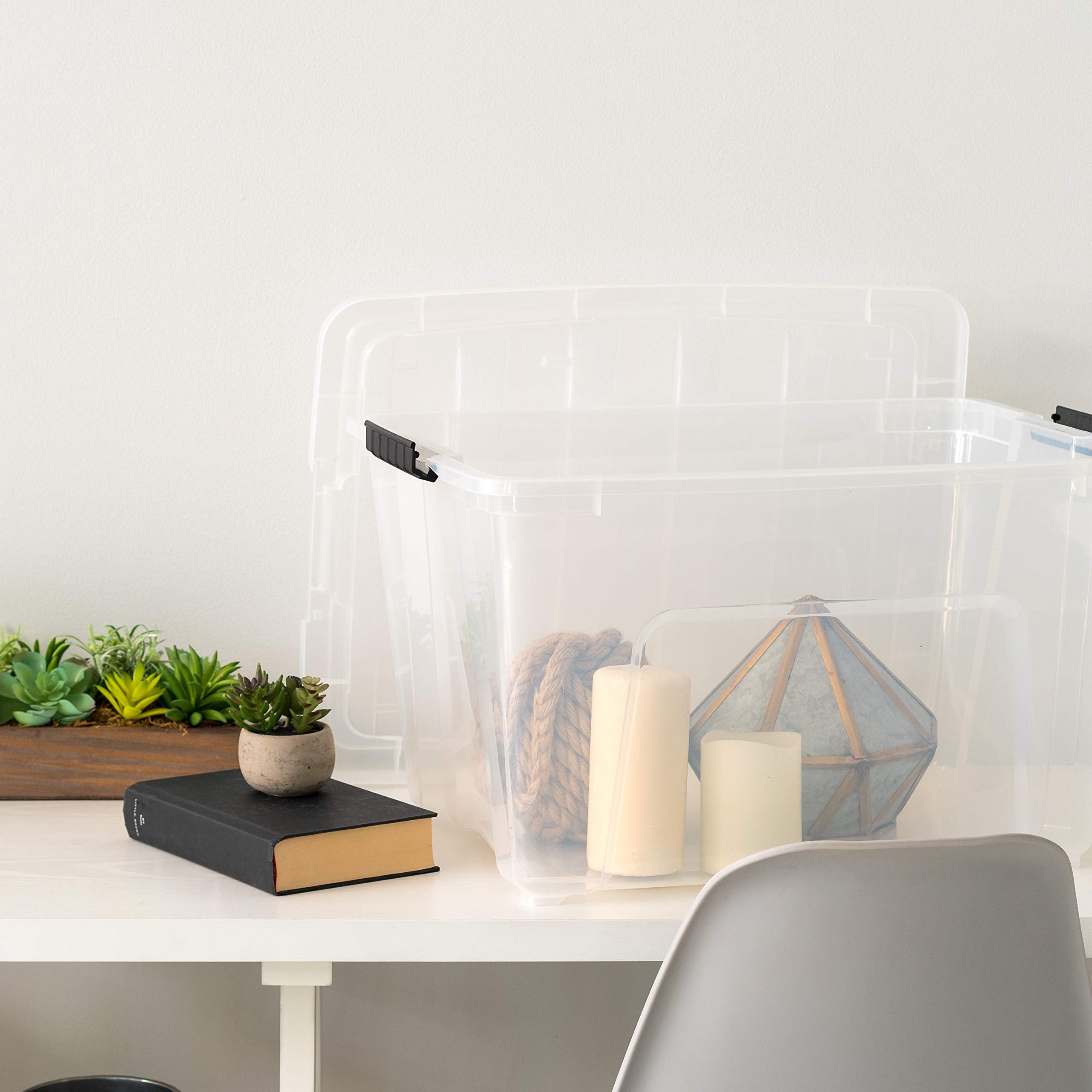IRIS USA on garage shelf demonstrating durable, organized storage