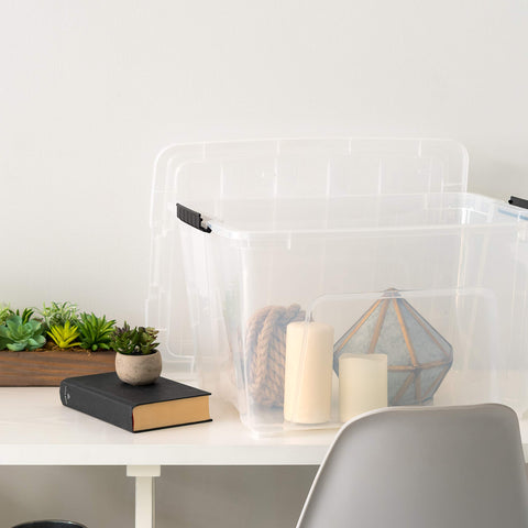 IRIS USA on garage shelf demonstrating durable, organized storage