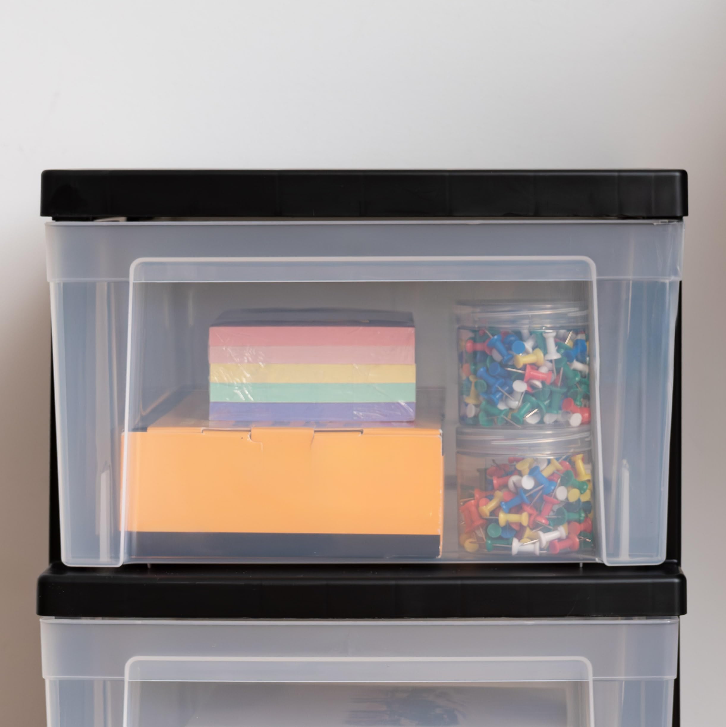 IRIS USA unit placed in a bathroom showing organized toiletries and space optimization