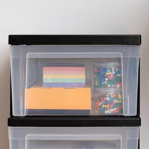 IRIS USA unit placed in a bathroom showing organized toiletries and space optimization