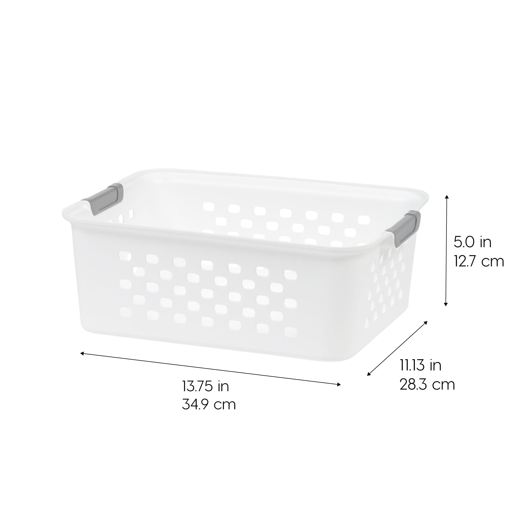 IRIS USA baskets in pantry organizing snacks and cans for quick access