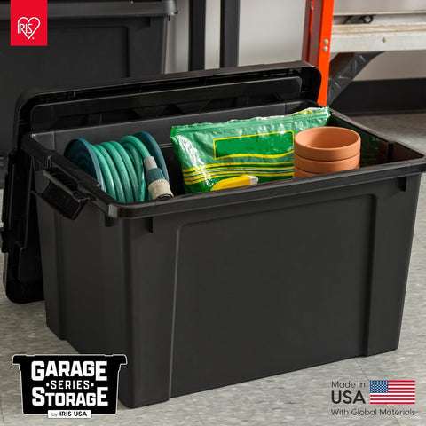 IRIS USA tote secured in moving truck showing secure transport and stability