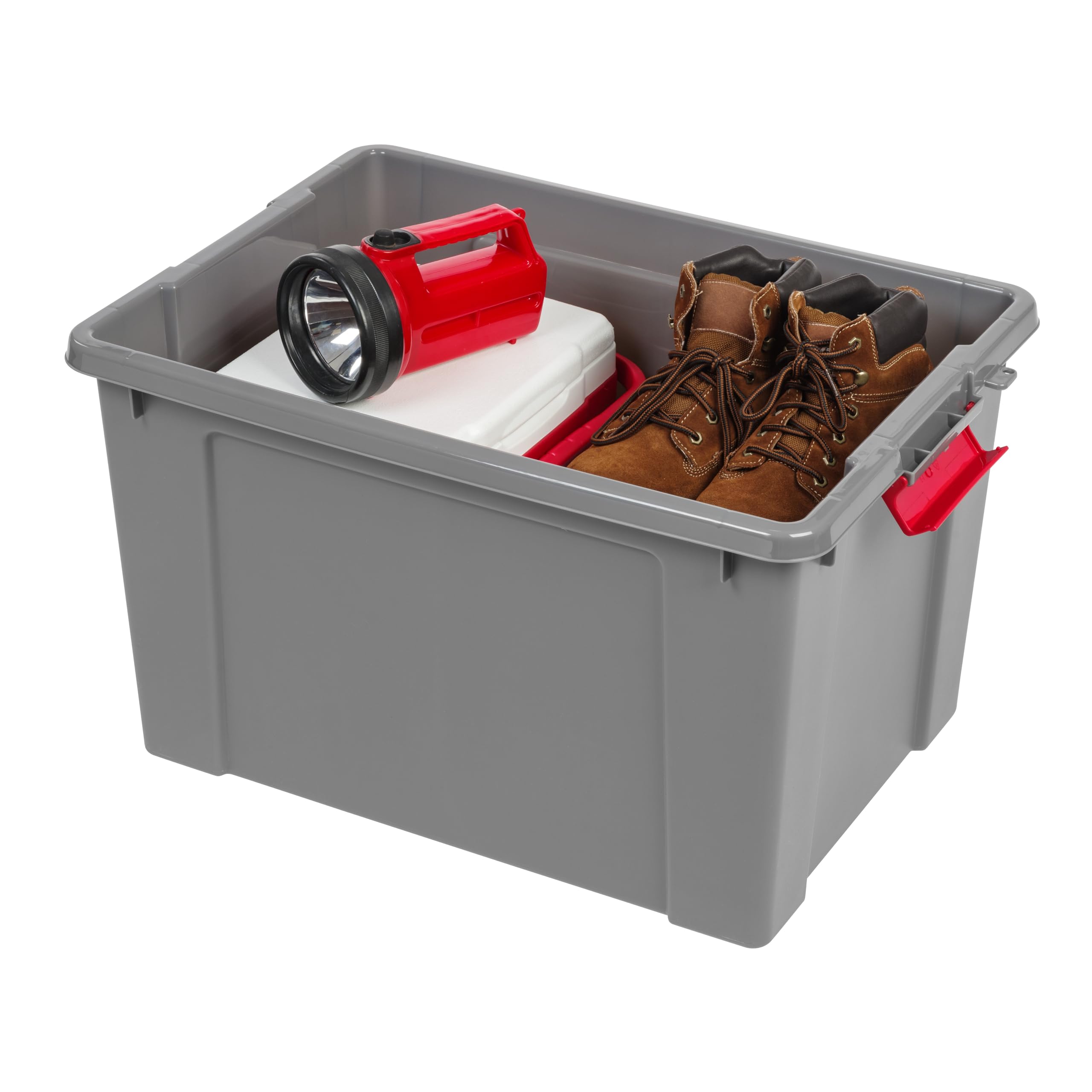 IRIS USA totes in car trunk illustrating secure transport and load protection