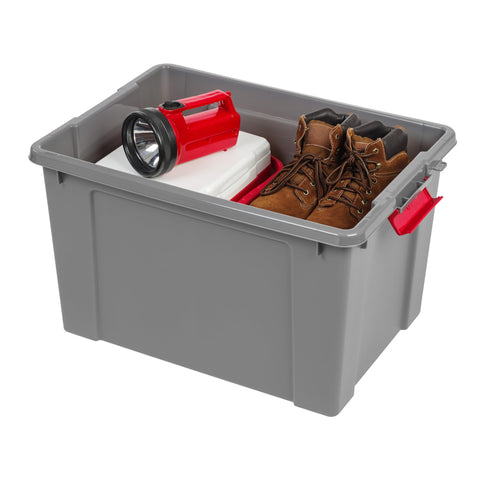 IRIS USA totes in car trunk illustrating secure transport and load protection