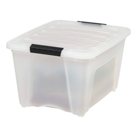 IRIS USA open bin with folded clothes showing ample interior capacity