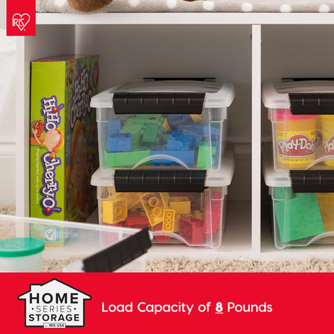 IRIS USA labeled clear bins showing visible contents for faster identification