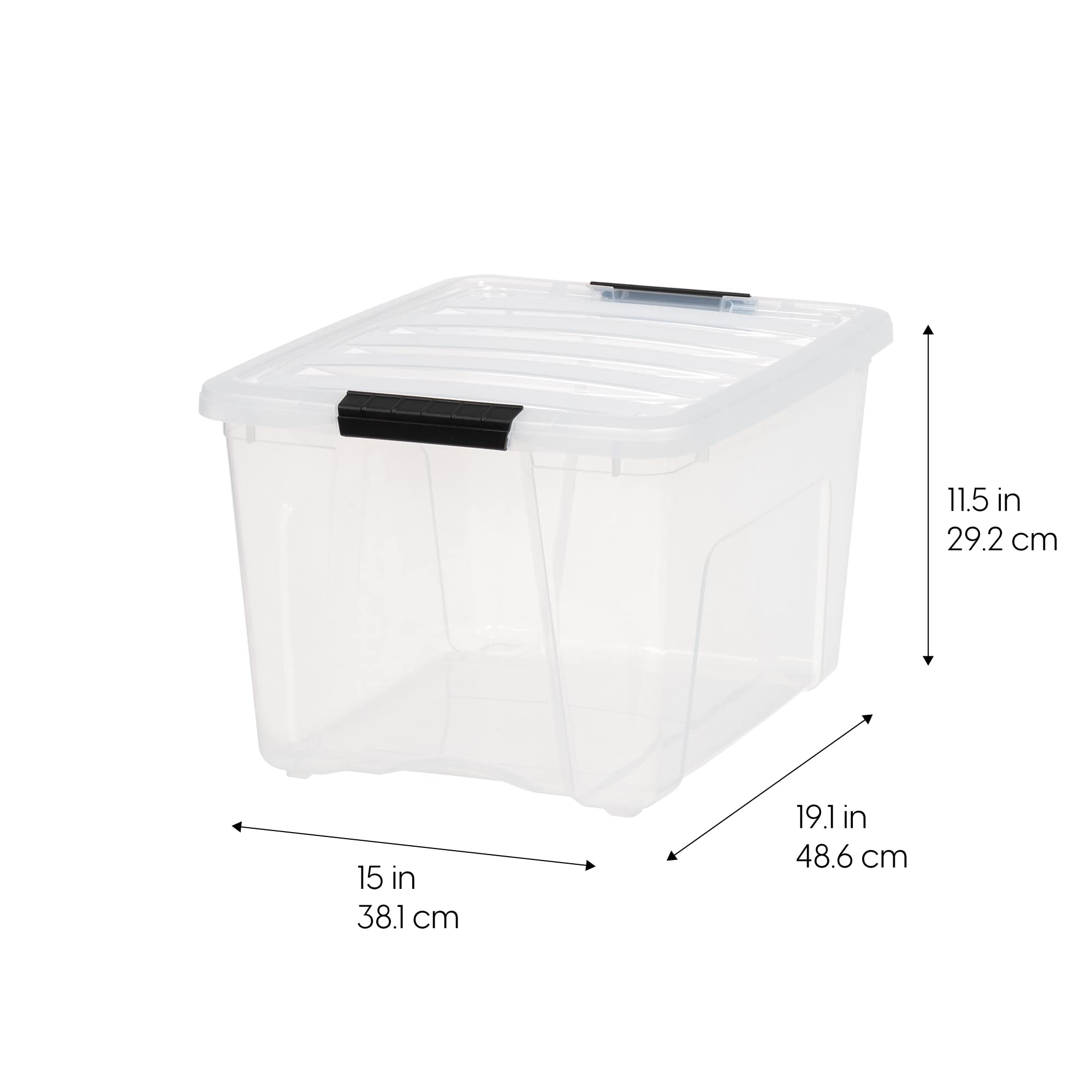 IRIS USA close-up of locking lid and buckles providing secure protection