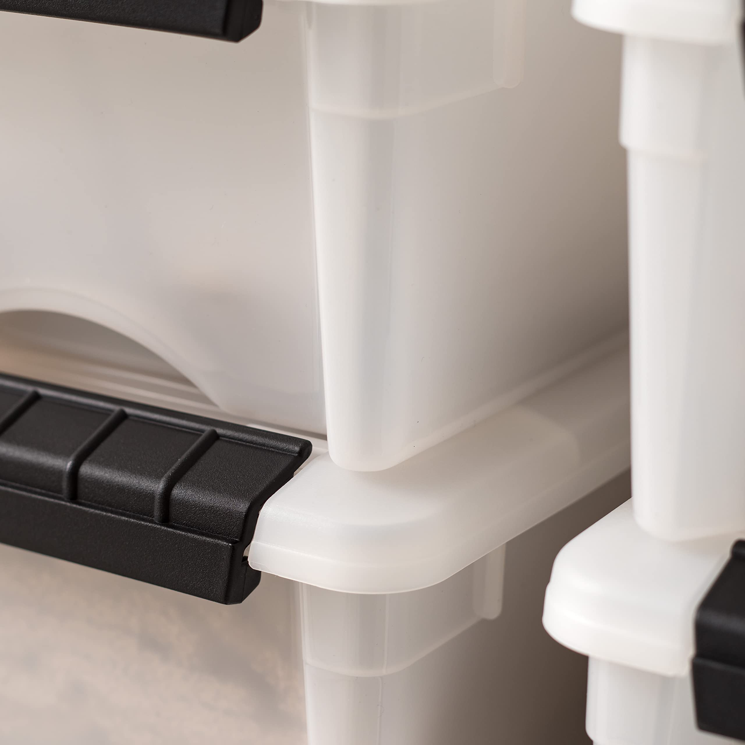IRIS USA bin holding shoes showing practical footwear storage benefit