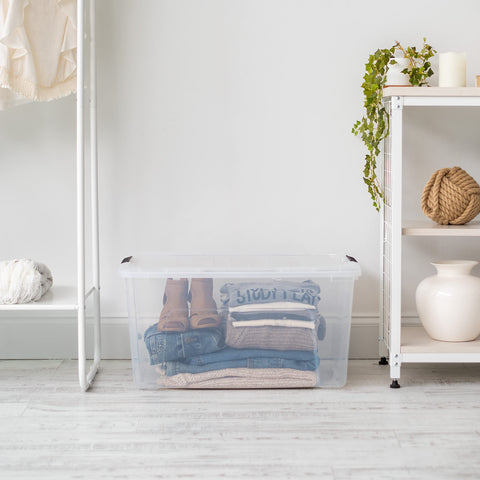 IRIS USA pull handle close-up enabling easy shelf removal and safer handling