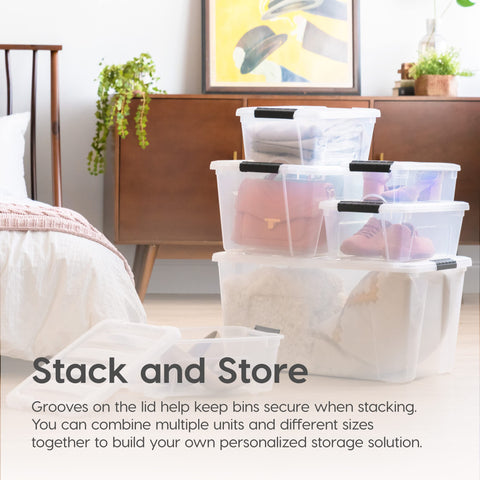 IRIS USA next to common household items to show size and scale benefits