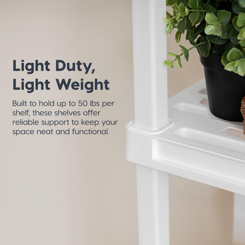 IRIS USA shelf in garage with bins showing tidy, durable storage solution