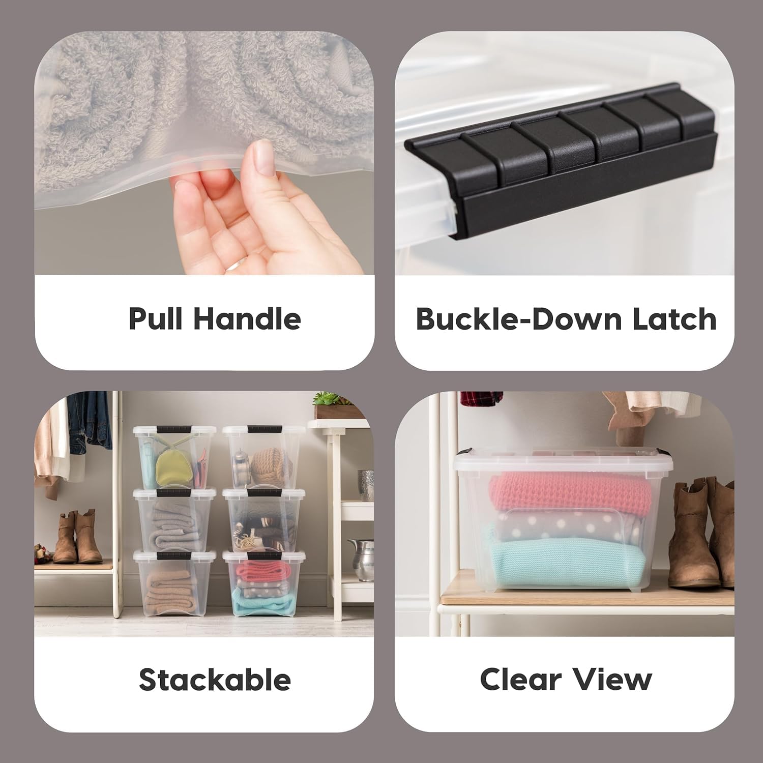 IRIS USA side view showing built-in pull handle for easy access