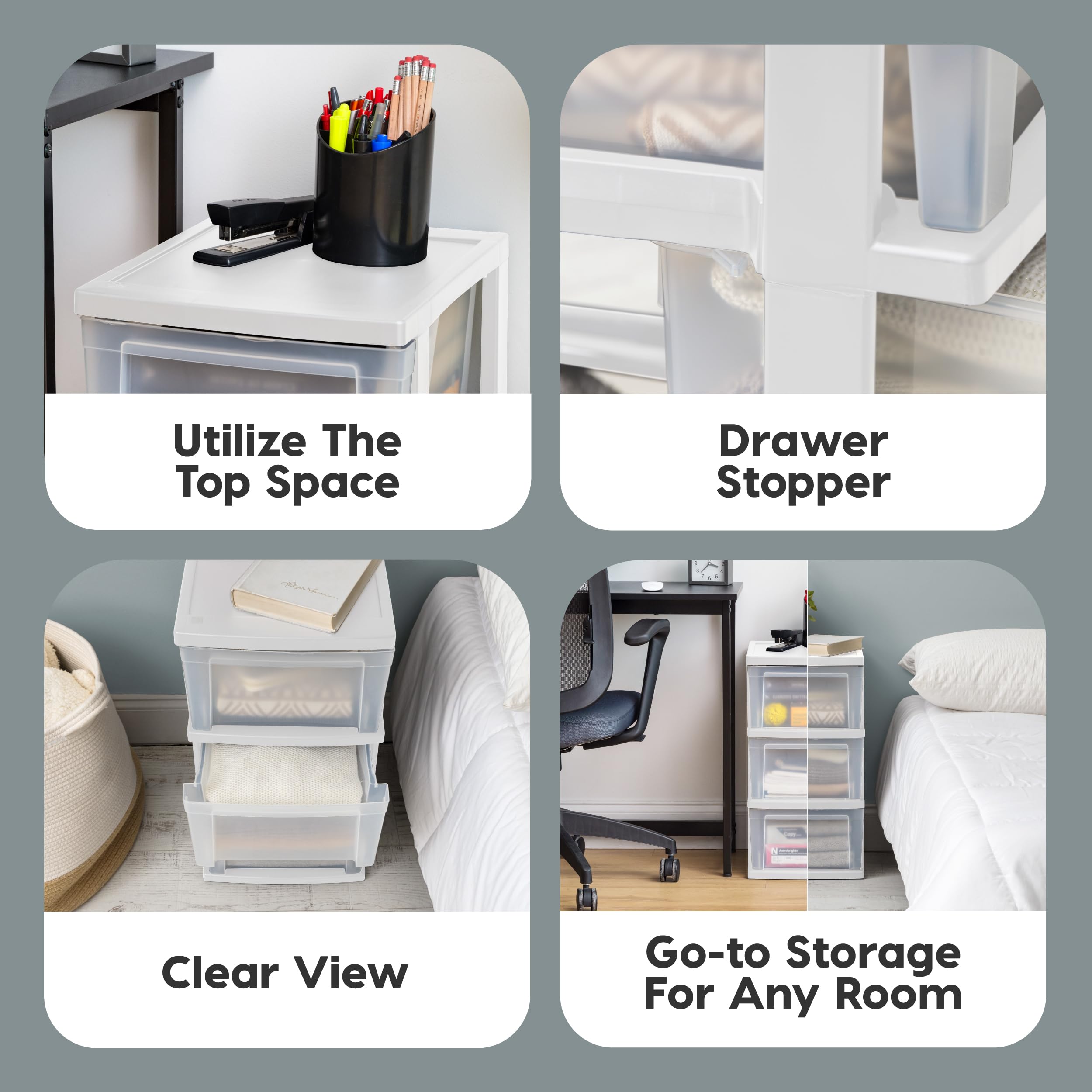 IRIS USA side profile illustrating narrow footprint that saves floor space in tight rooms