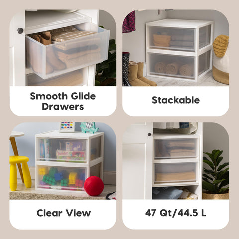 IRIS USA side profile showing stackable alignment and stable vertical storage benefit