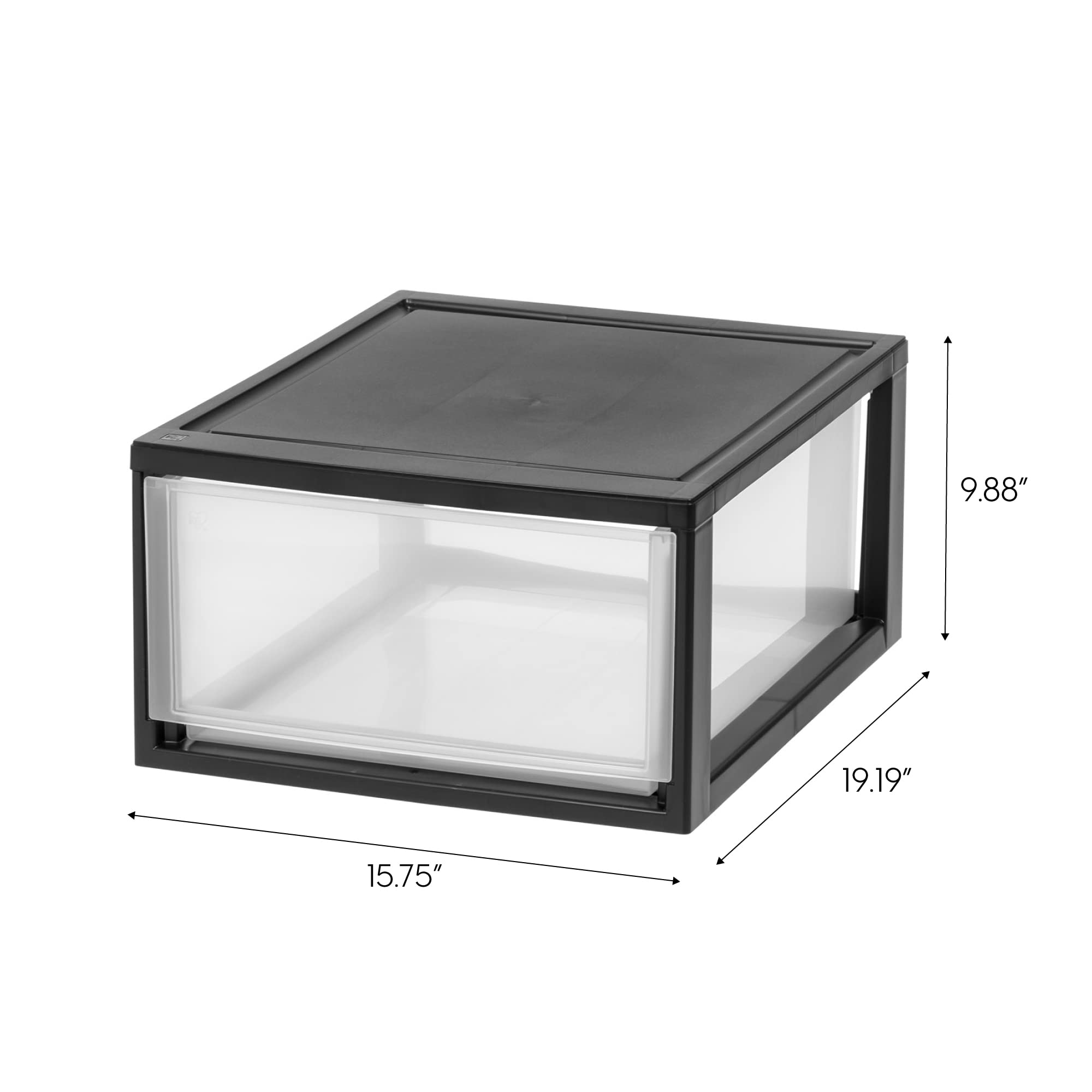 IRIS USA side profile highlighting stackable design for vertical space