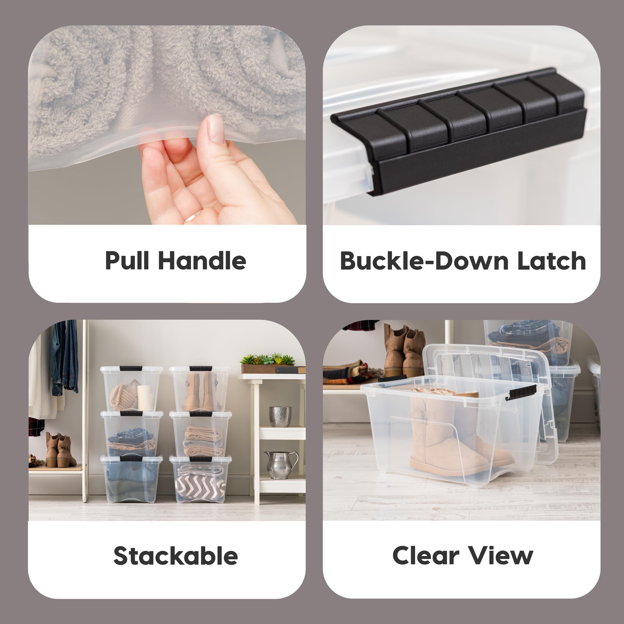 IRIS USA side view of built-in pull handle offering easy access benefit