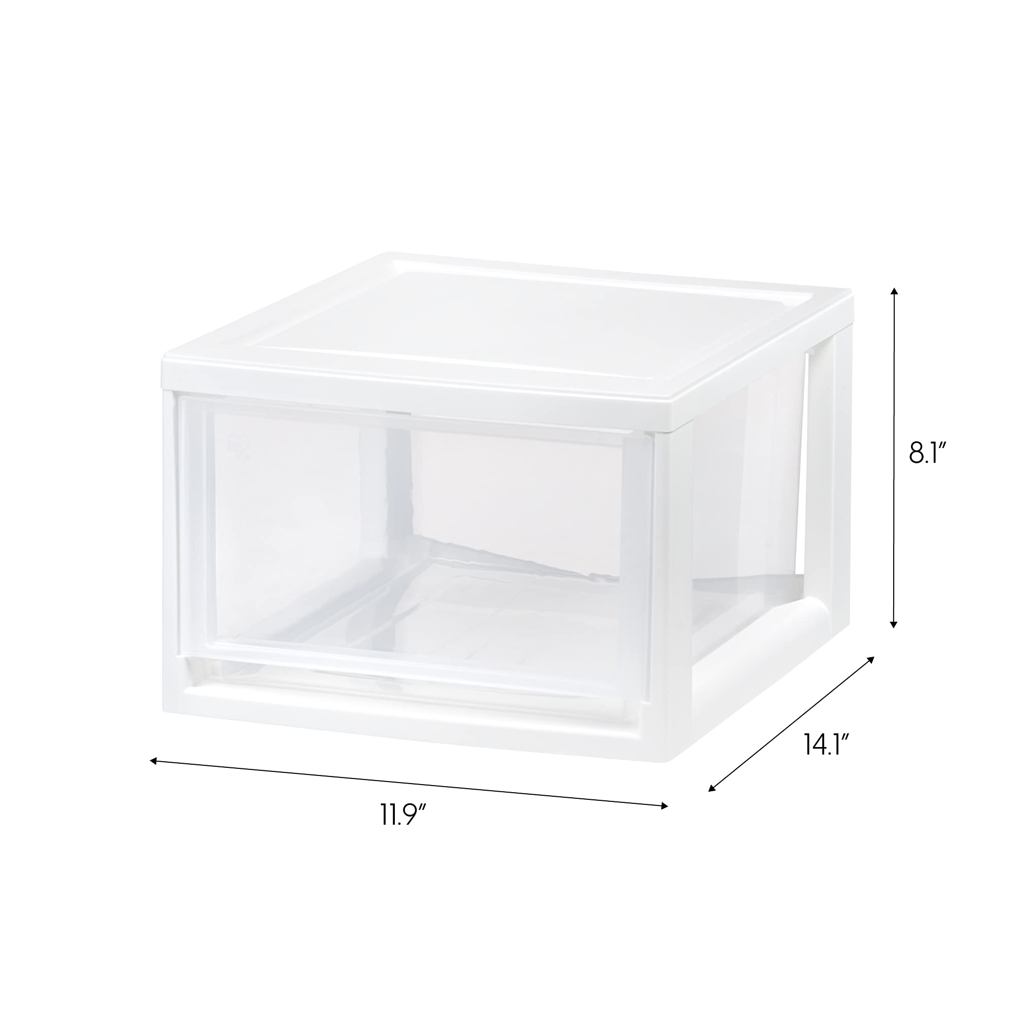 IRIS USA stacked three-pack in a living space maximizing vertical storage