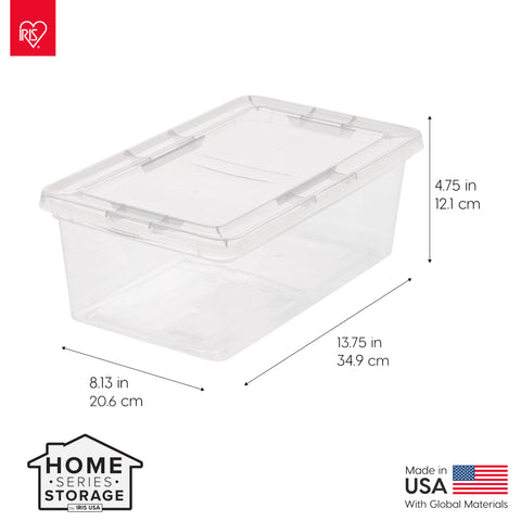 IRIS USA stacked bins in closet demonstrating space-saving benefit
