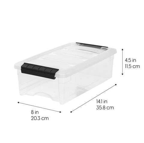 IRIS USA clear bin side view demonstrating see-through design for fast identification