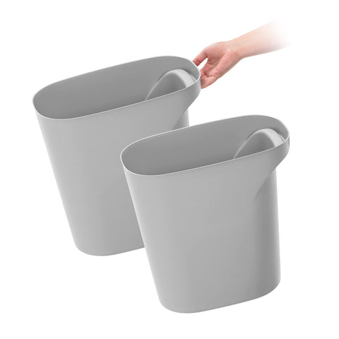 IRIS USA front view gray small trash can shows compact footprint and clean look