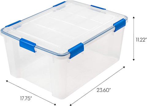 IRIS USA close-up of WEATHERPRO gasket seal on lid, keeps moisture out