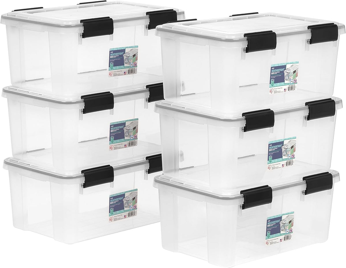 IRIS USA front view of clear bin showing durable design and visibility