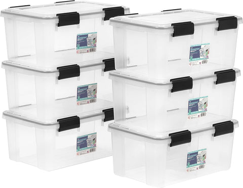 IRIS USA front view of clear bin showing durable design and visibility