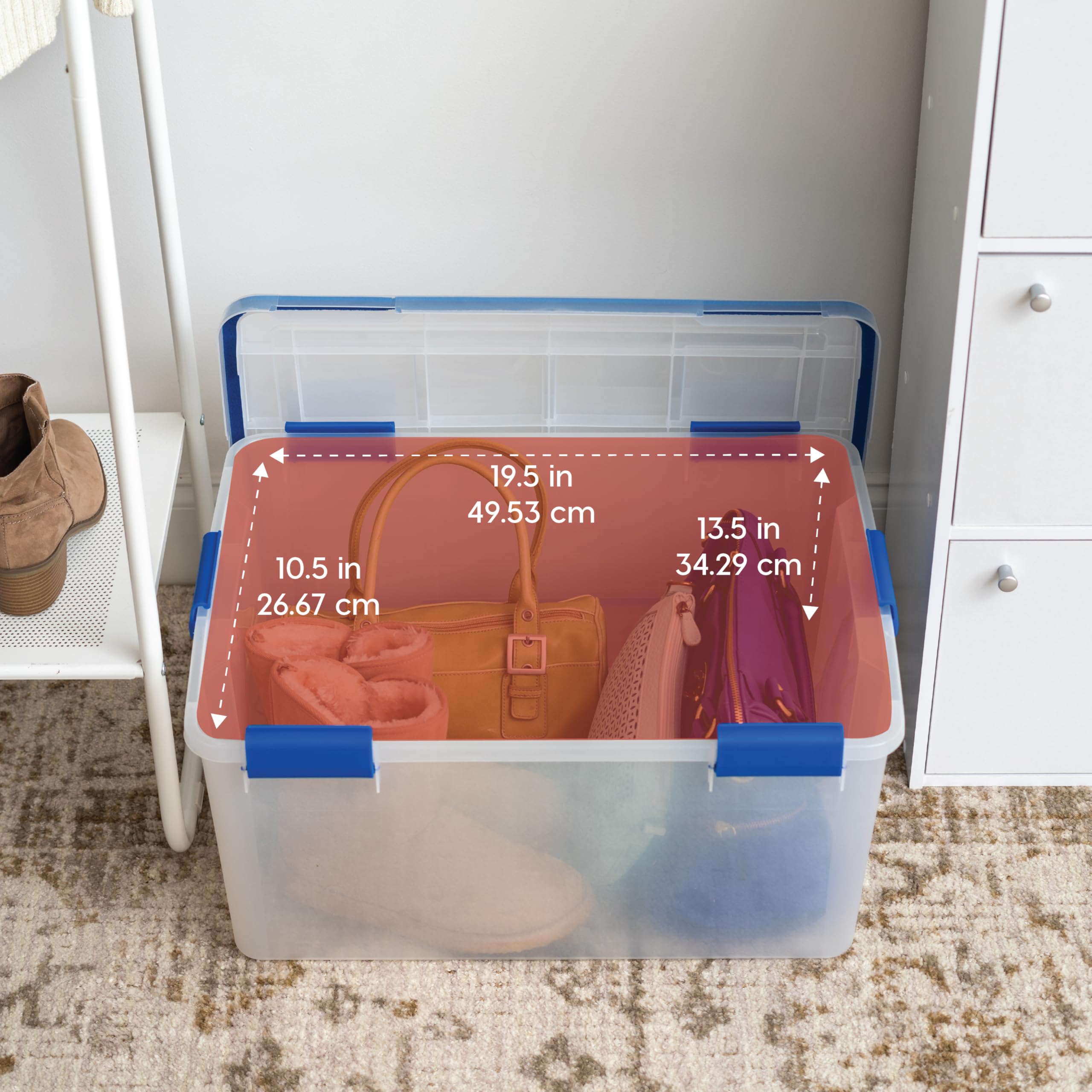 IRIS USA detail of multi-buckle latch securing lid, ensures contents stay locked