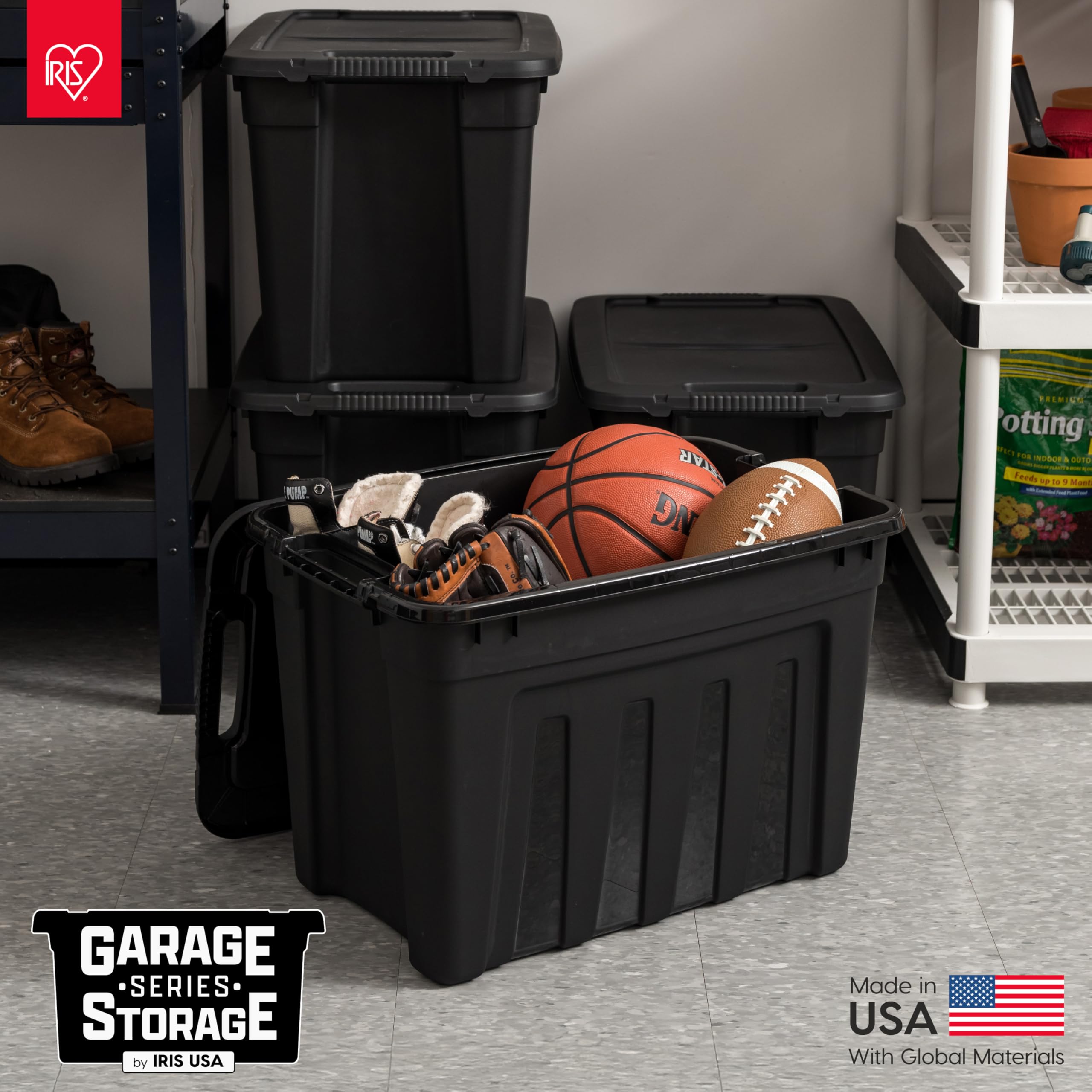 IRIS USA easy-grip handle detail for comfortable lifting and reliable transport of heavy loads