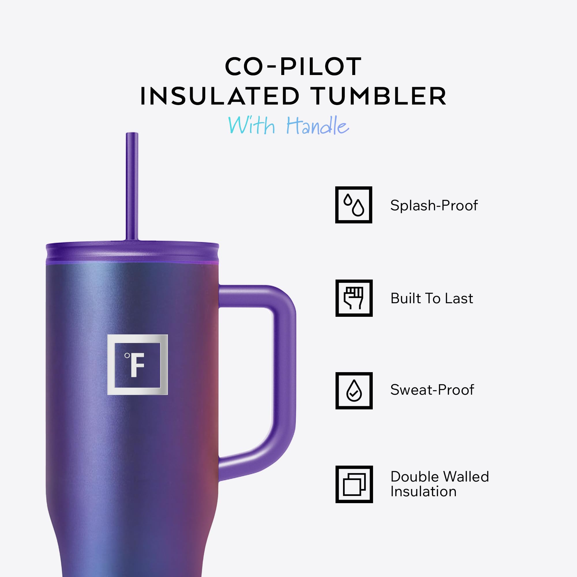 IRON °FLASK closed flip lid detail offering leak resistance and secure transport
