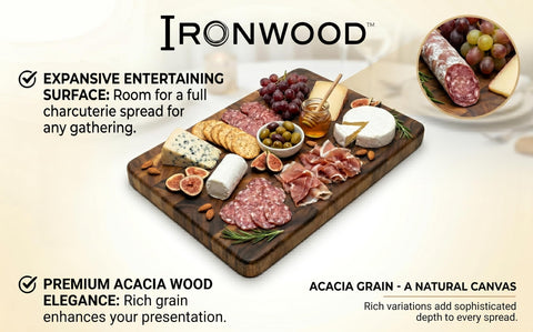 Ironwood Gourmet edge and grain detail emphasizing natural contrasting wood patterns