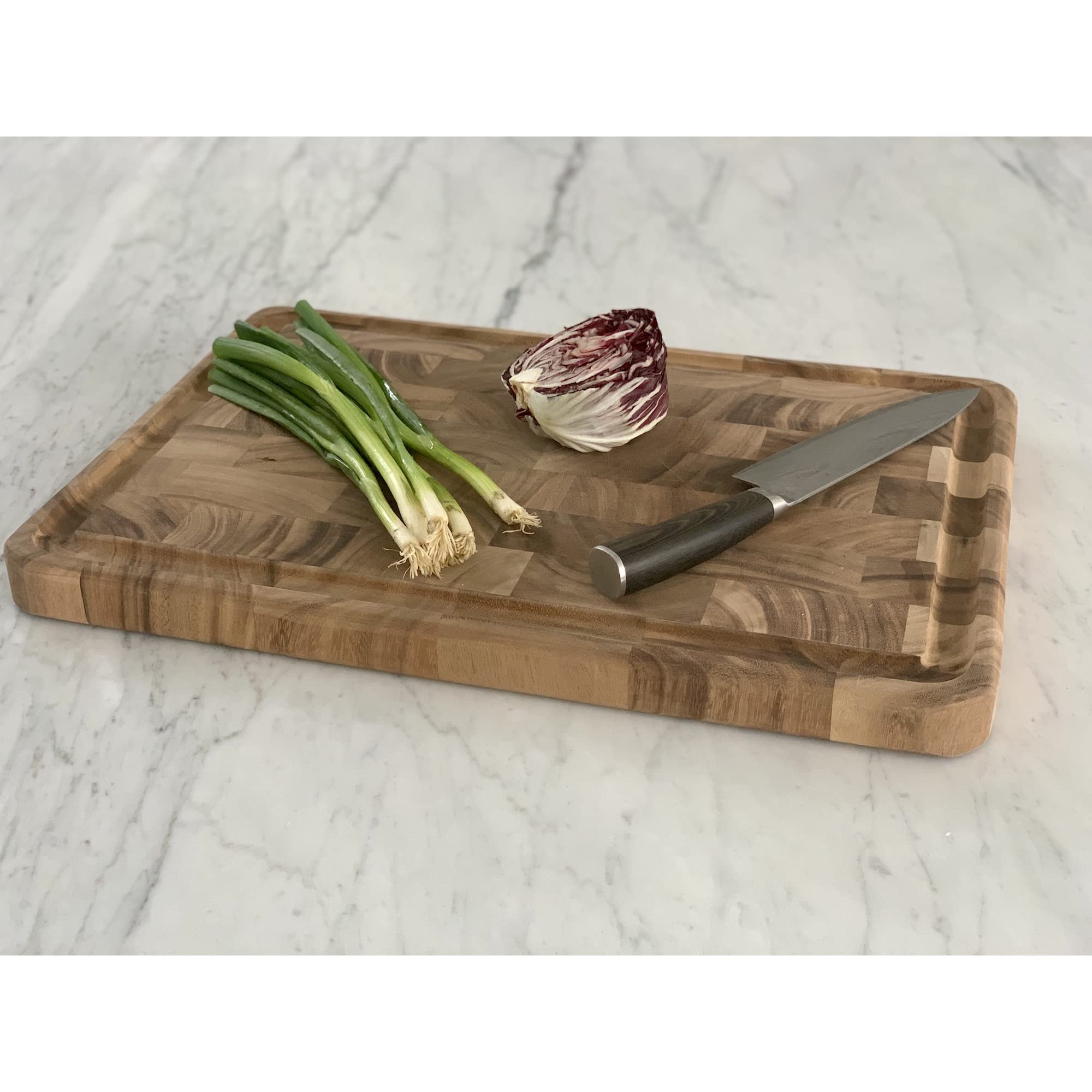 Ironwood Gourmet side view showing 1.5 inch thickness for heavy-duty stability benefit