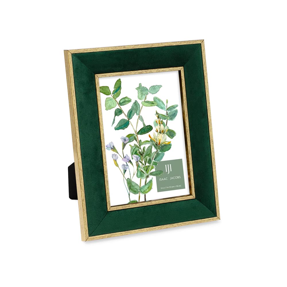 Isaac Jacobs front view green velvet frame highlighting elegant display