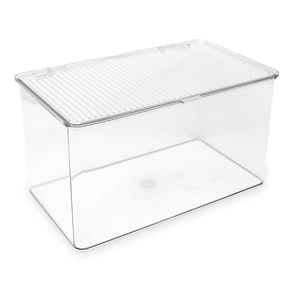 Isaac Jacobs large bin front view showing clear box and neat organization benefit