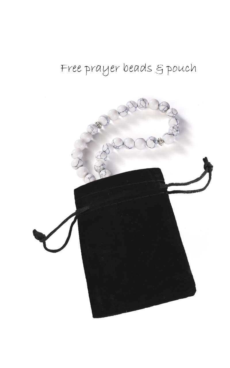 Islamika prayer mat in use by adult demonstrating guided prayer comfort benefit