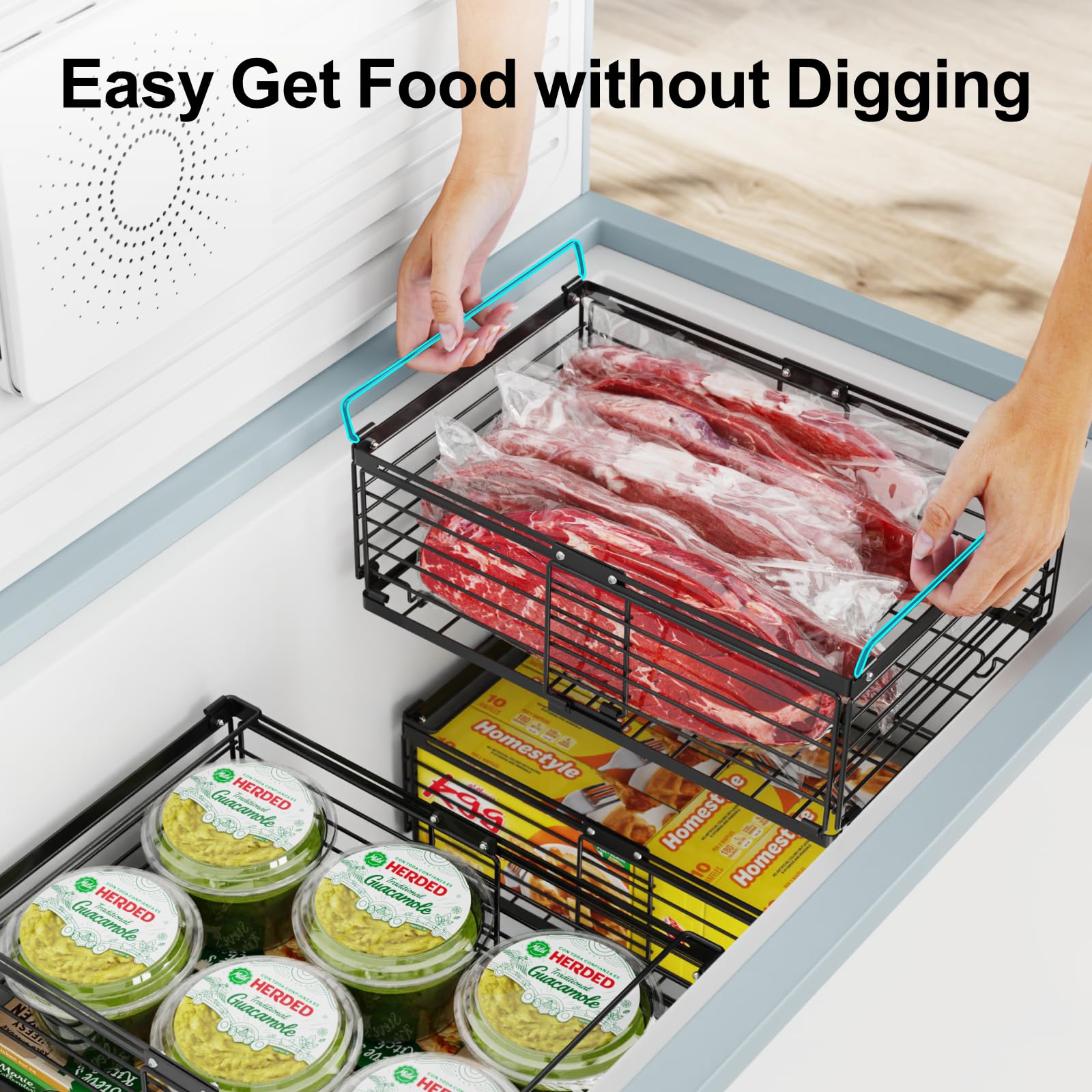 iSPECLE installed inside chest freezer for quick access to frozen foods