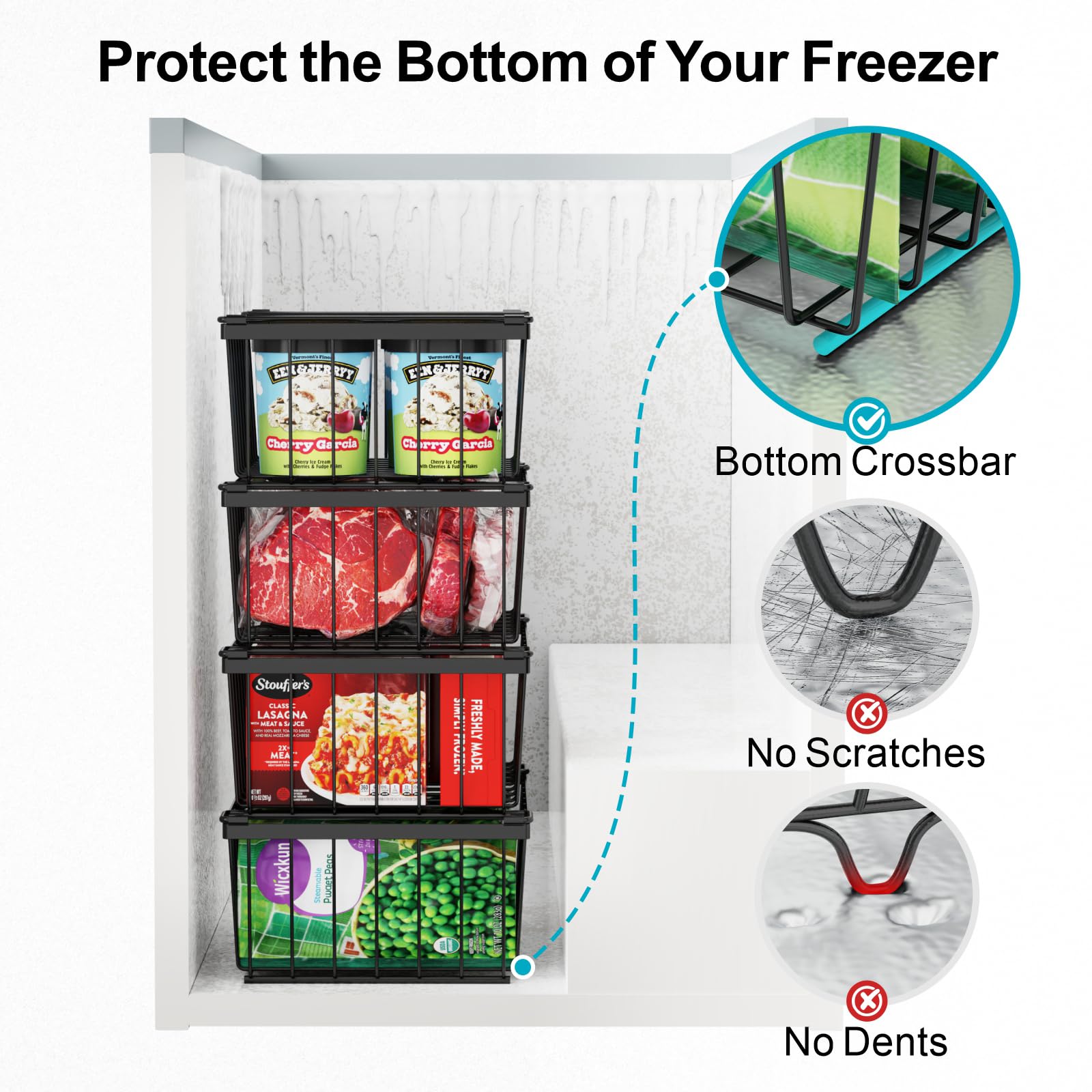 iSPECLE beside ruler showing bin dimensions for correct freezer fit