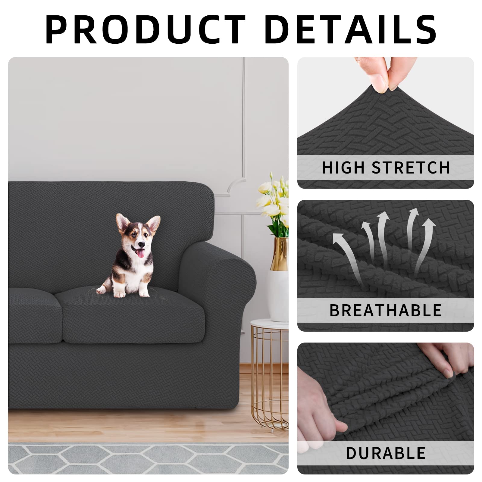 ISSUNTEX sofa with dog on cover showing pet protection benefit