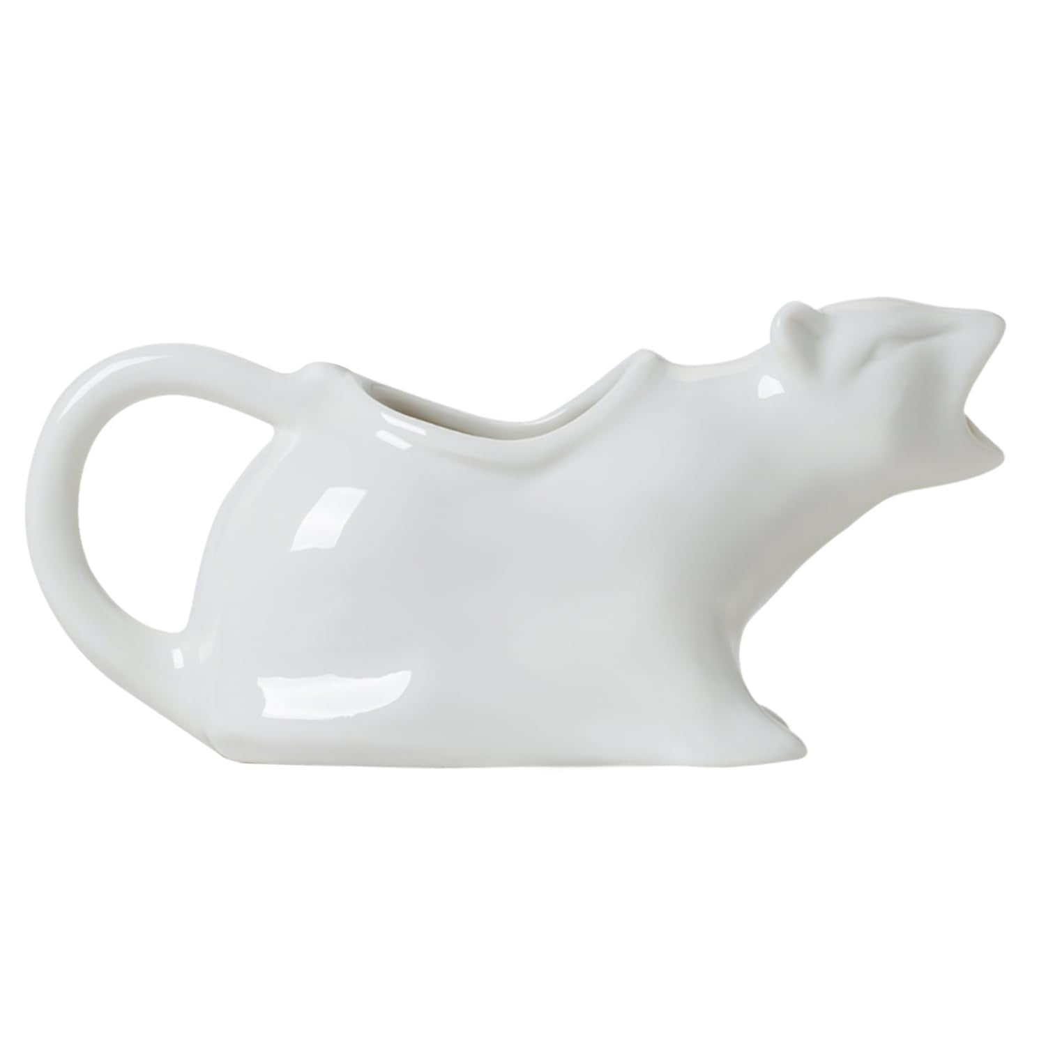 ISTOOLL cat gravy boat front view highlighting sleek white ceramic and whimsical shape