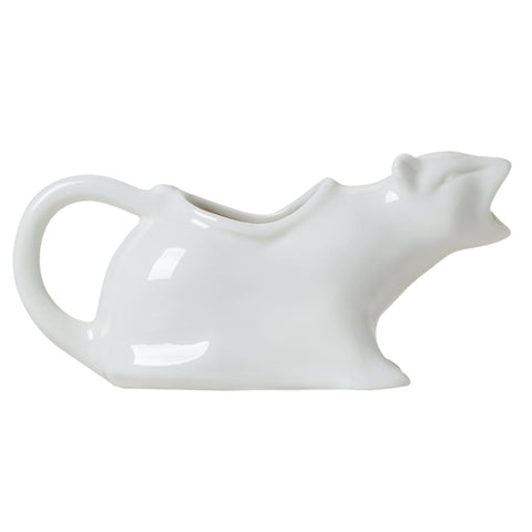 ISTOOLL cat gravy boat front view highlighting sleek white ceramic and whimsical shape