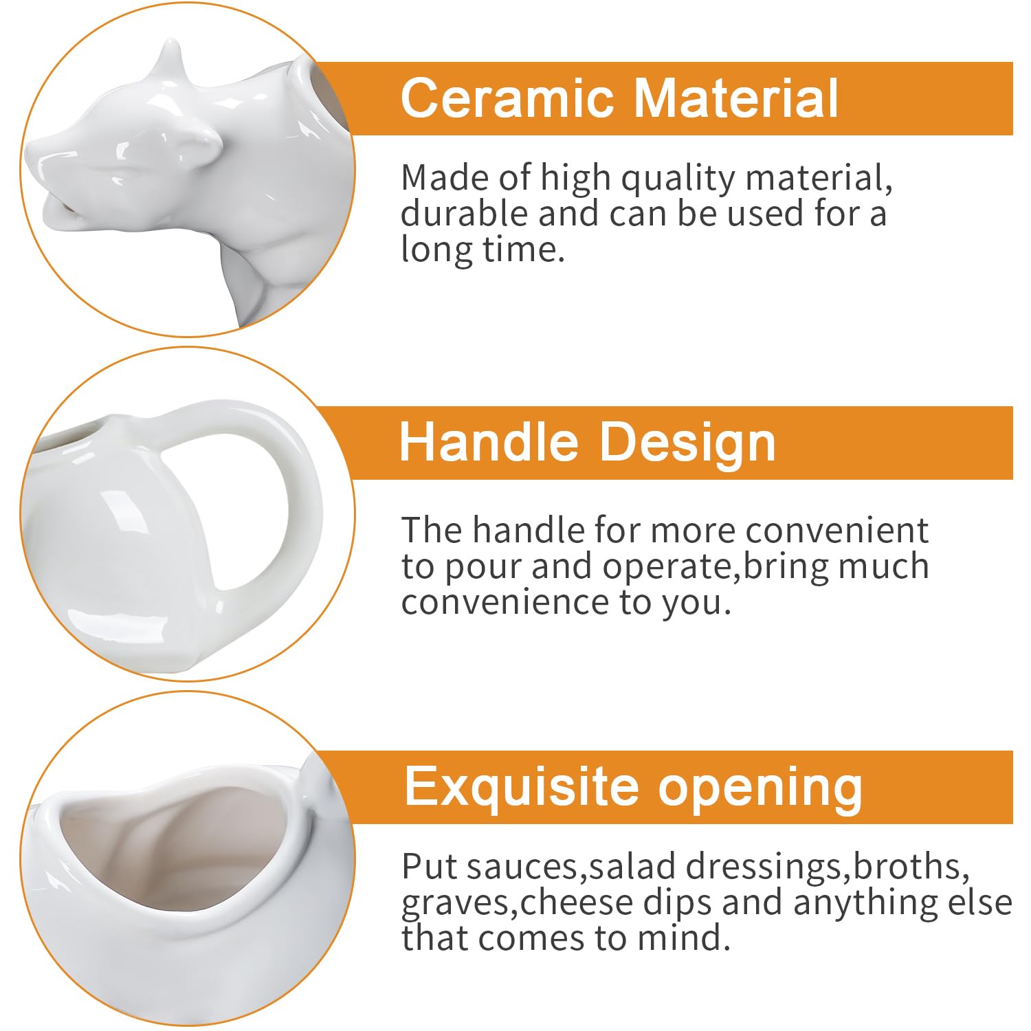 ISTOOLL cat gravy boat held in hand to show 8.5 oz size and easy handling
