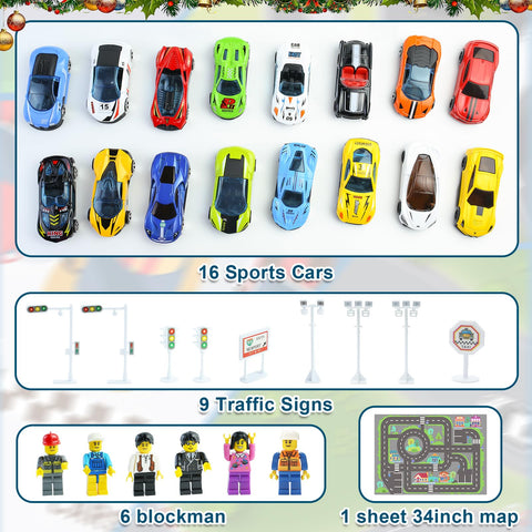 ISTOOLL 34-inch playmat laid flat illustrating roads and play zones for creative setups