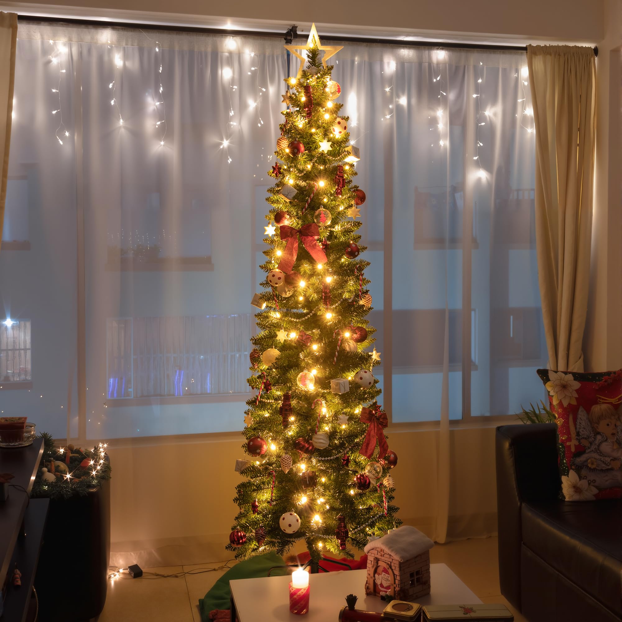 ITART beaded garland draped on branch adding sparkle and cohesive color