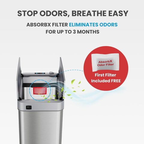 iTouchless AbsorbX odor filter close-up showing replaceable freshening element