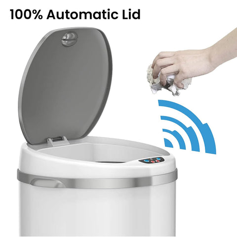iTouchless lid and sensor close-up highlighting hands-free access and convenience
