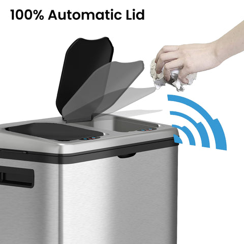 iTouchless sensor and lid close-up demonstrating touchless opening benefit