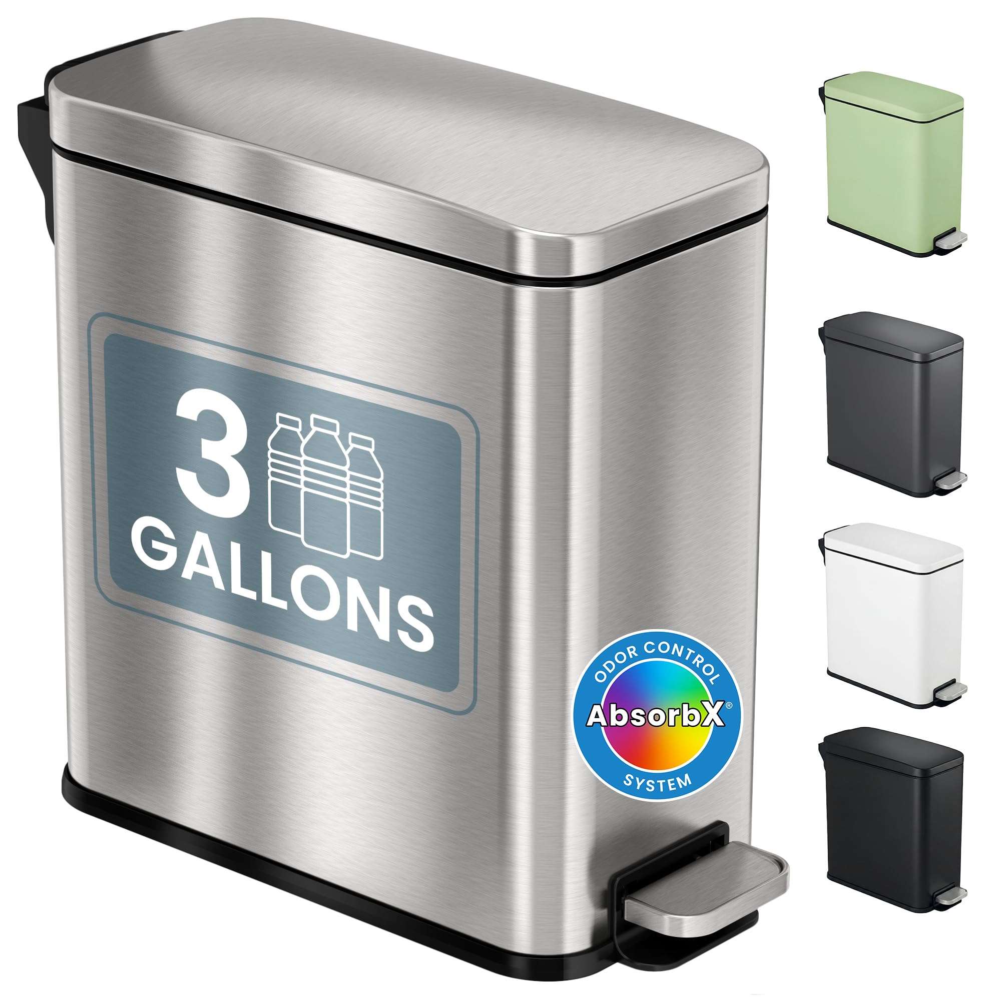 iTouchless front view with lid closed showing clean design and odor control