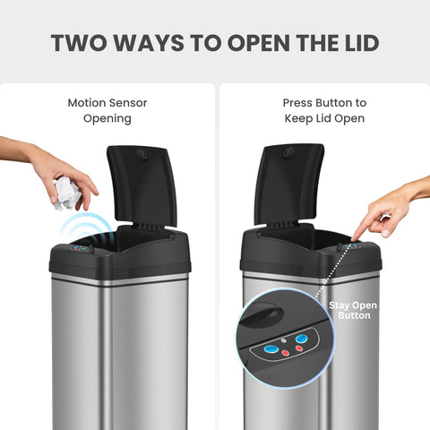 iTouchless interior no inner bucket displaying larger usable capacity