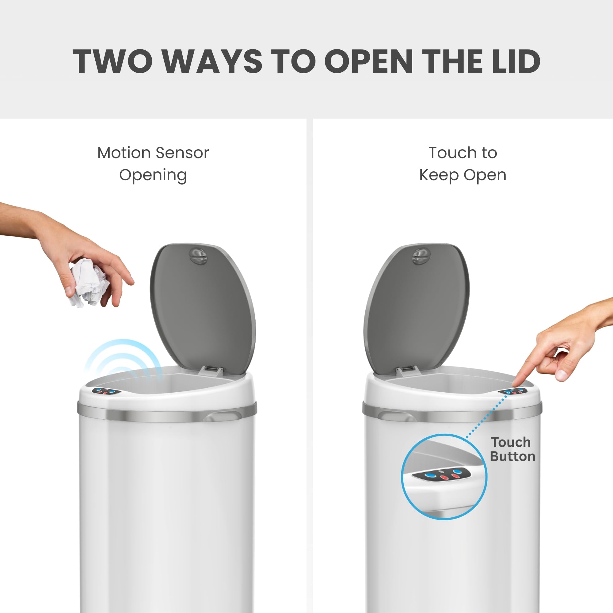 iTouchless odor filter compartment visible, showing fresh air benefit and easy access